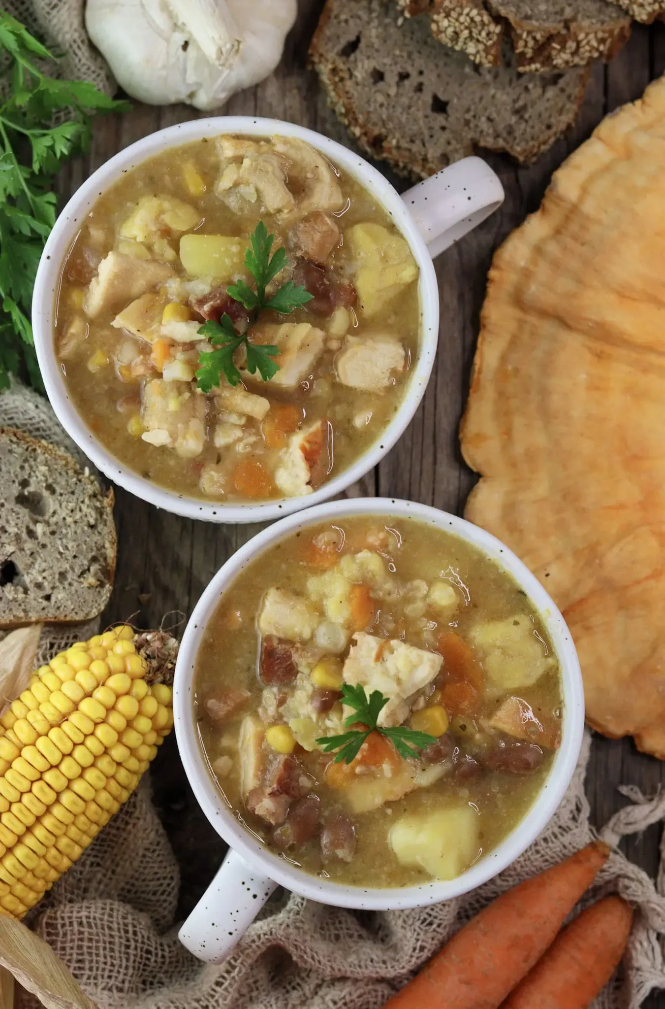 This hearty minestra is the kind of bowl that makes you stop and go, “Oh wow, that’s good.” Chicken of the woods mushrooms, veggies, smoked pork ribs, and soft homemade dumplings all simmer together into a rich, comforting soup that feels like late summer giving you one last warm squeeze. It’s rustic, cozy, and exactly the sort of dinner that makes everyone drift back for seconds.