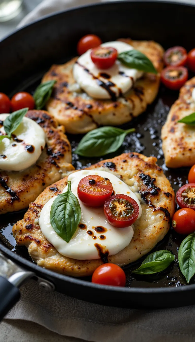 This Caprese Chicken Skillet is a fresh summer twist on a favorite — juicy chicken meets tomato, mozzarella, and basil in one easy pan.