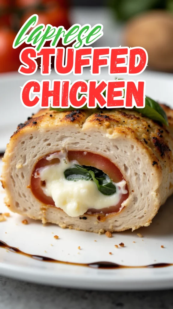 Juicy chicken breasts filled with mozzarella, tomato, and basil, seared and baked for a gooey, golden main dish.