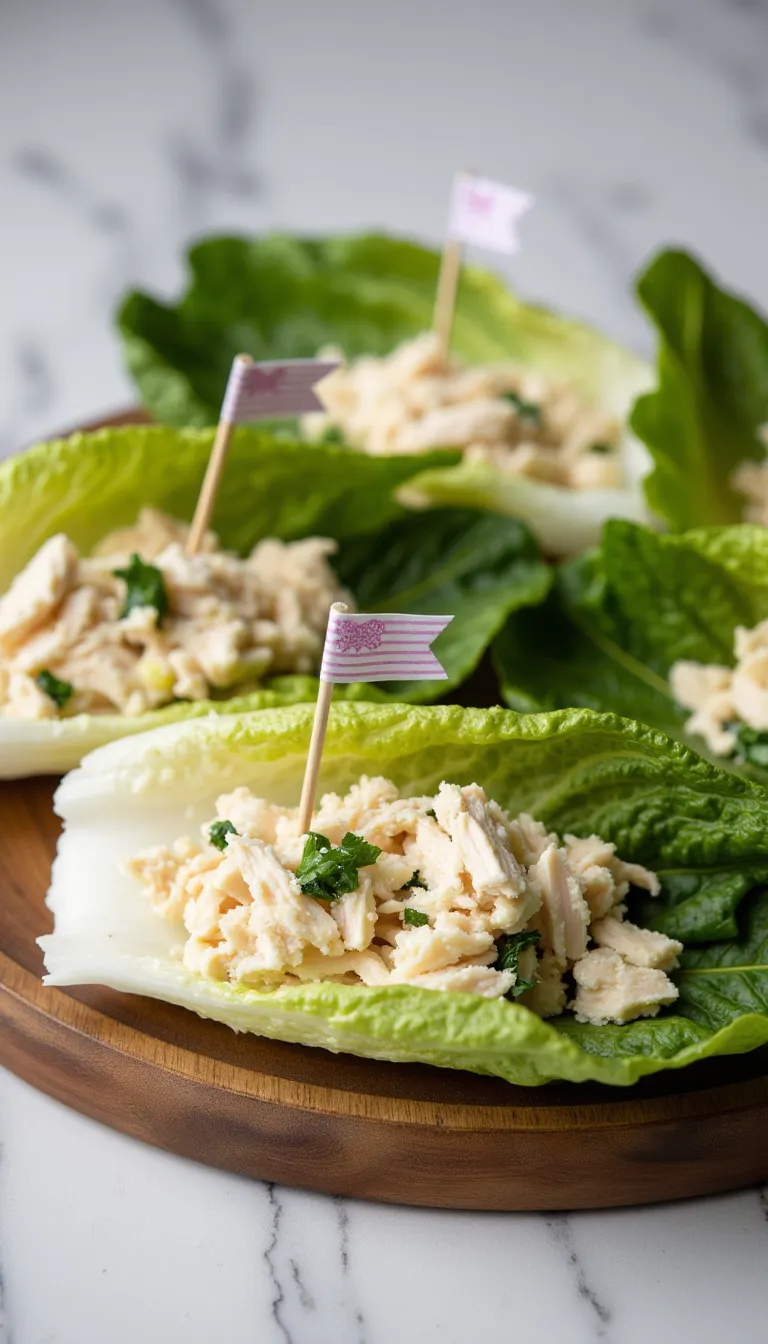 Lighten things up with Chicken Caesar Lettuce Cups! A cool, handheld shredded chicken appetizer that's ideal for 4th of July picnics and potlucks.