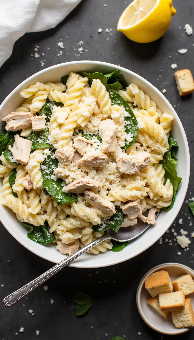Cold, creamy, and kid-approved! This Chicken Caesar Pasta Salad is the perfect easy summer dinner or side dish for busy weeknights.
