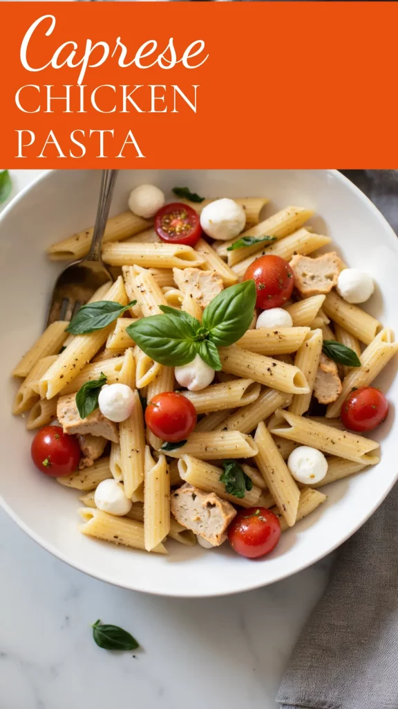 Juicy chicken, fresh mozzarella, and tomatoes tossed with pasta for the ultimate weeknight dinner win.