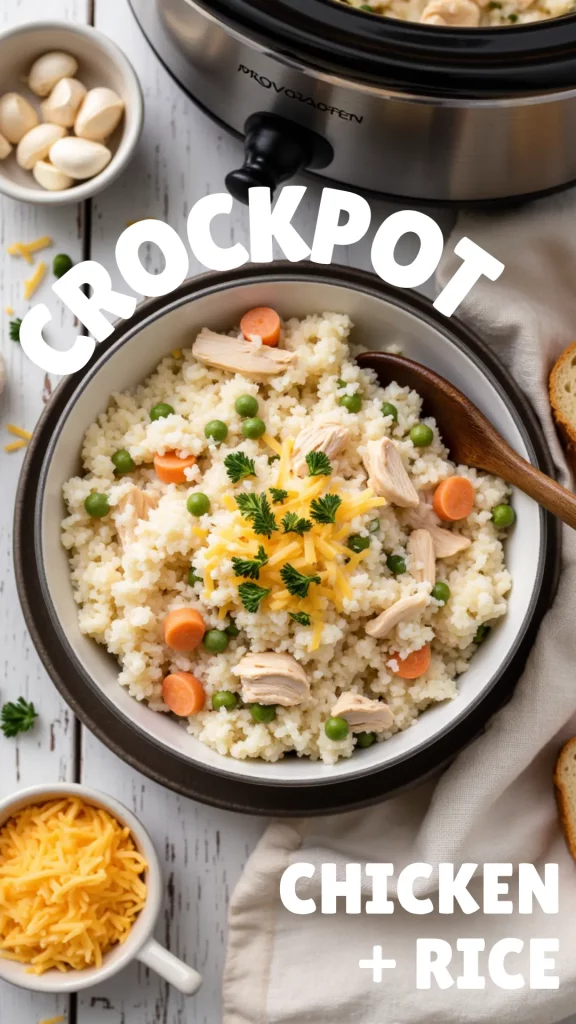 This dump-and-go Cozy Crockpot Chicken and Rice recipe is a total lifesaver on hectic nights! With simple ingredients and big comforting flavor, it's a must-save for your weekly meal plan.