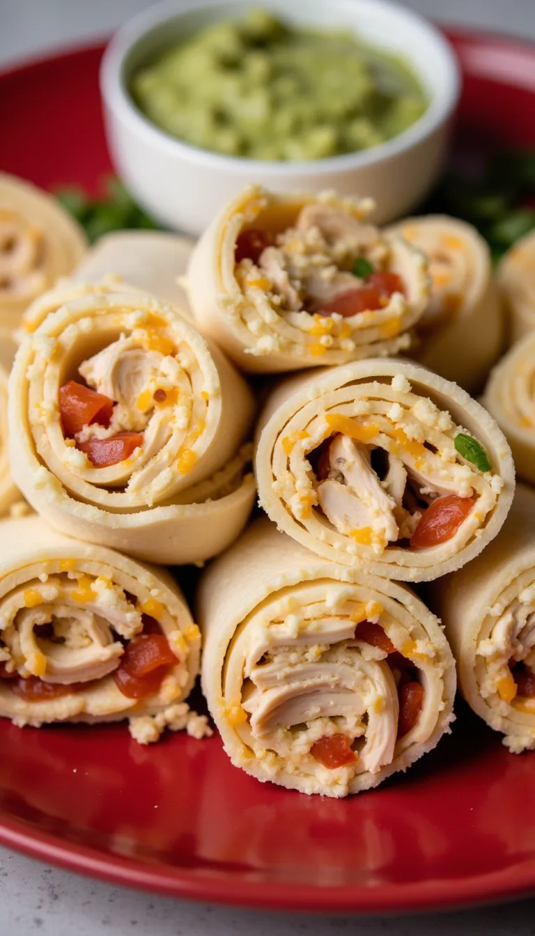 These no-fry Creamy Chicken Taquito Roll-Ups are a fun, easy 4th of July appetizer. Shredded chicken and bold flavor in every bite — serve chilled or baked!