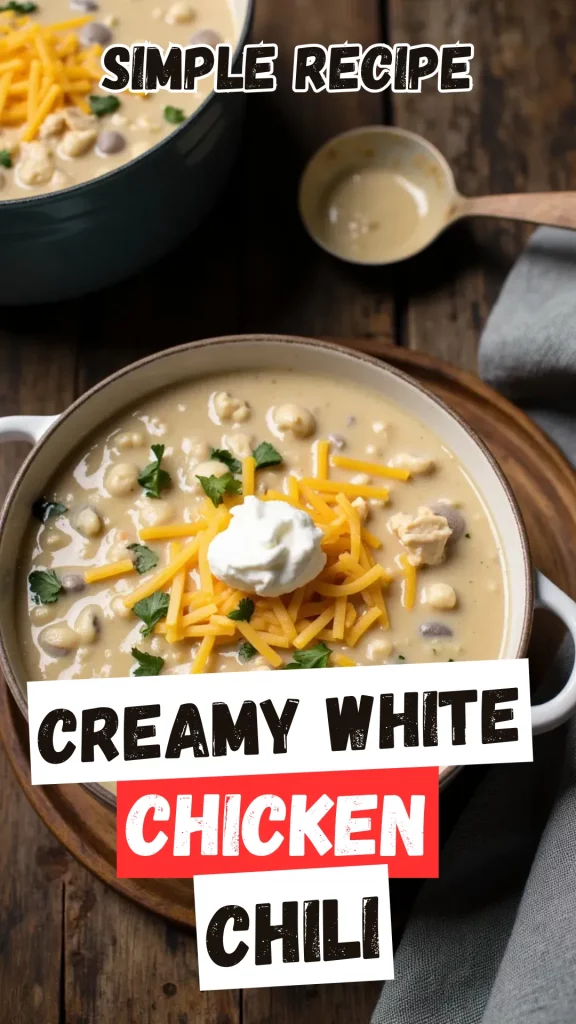 Made with cream cheese and sour cream, this white chili is the ultimate comfort bowl.