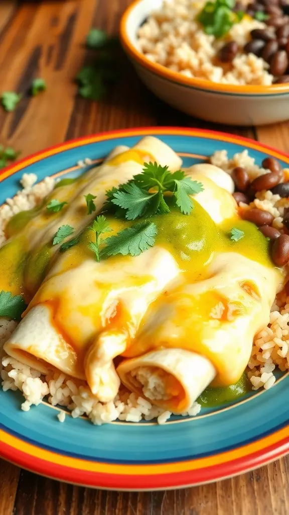 These enchiladas are incredibly creamy and full of flavor. The shredded chicken, combined with a luscious green sauce, creates a delightful dish that's both satisfying and comforting.