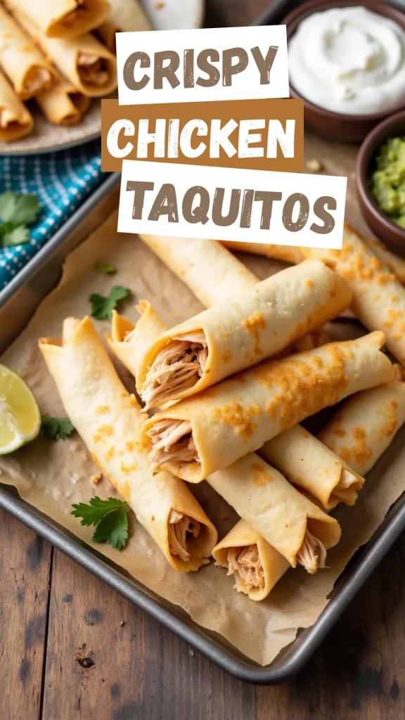 Baked, cheesy, and oh-so-crispy—these chicken taquitos are weeknight heroes and freezer-friendly too! 🧀🌯
