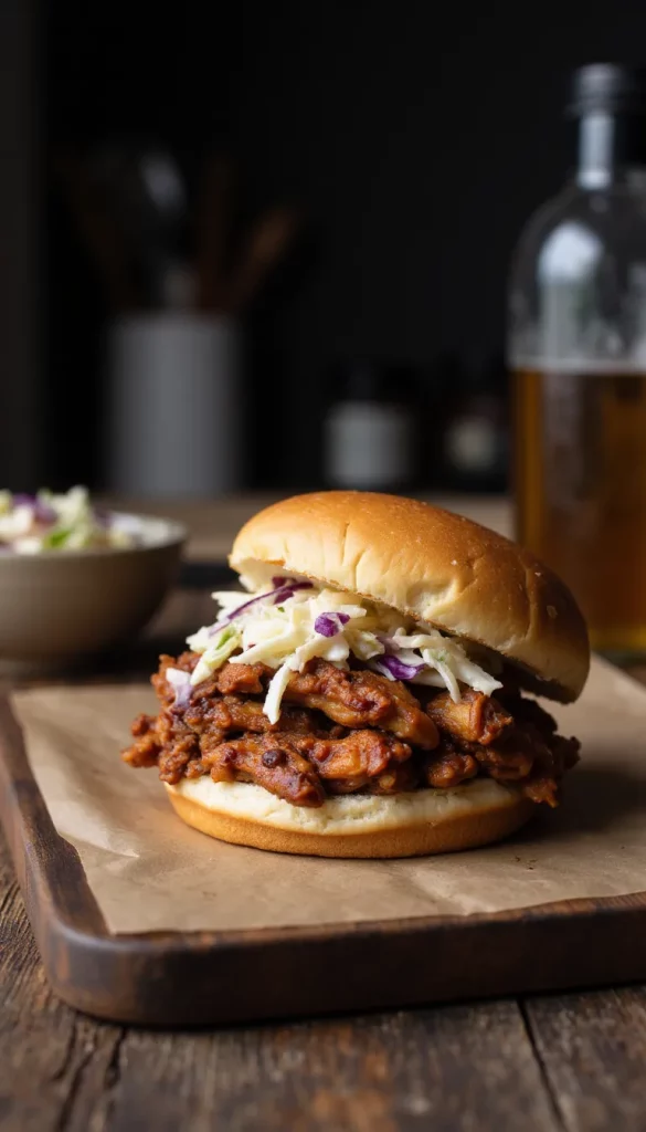 This crockpot BBQ pulled chicken is the perfect cozy fall dinner without the grill.