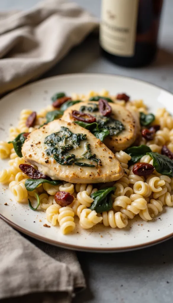 This creamy crockpot Tuscan chicken is packed with fall flavors and effortless comfort.