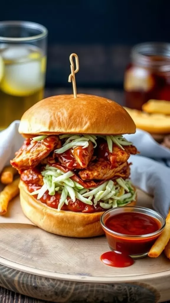 These BBQ chicken sandwiches are bursting with flavor, featuring tender chicken cooked in a rich, smoky barbecue sauce. The coleslaw, made with crisp cabbage and a creamy dressing, adds the perfect crunch and balances the sweetness of the sauce.