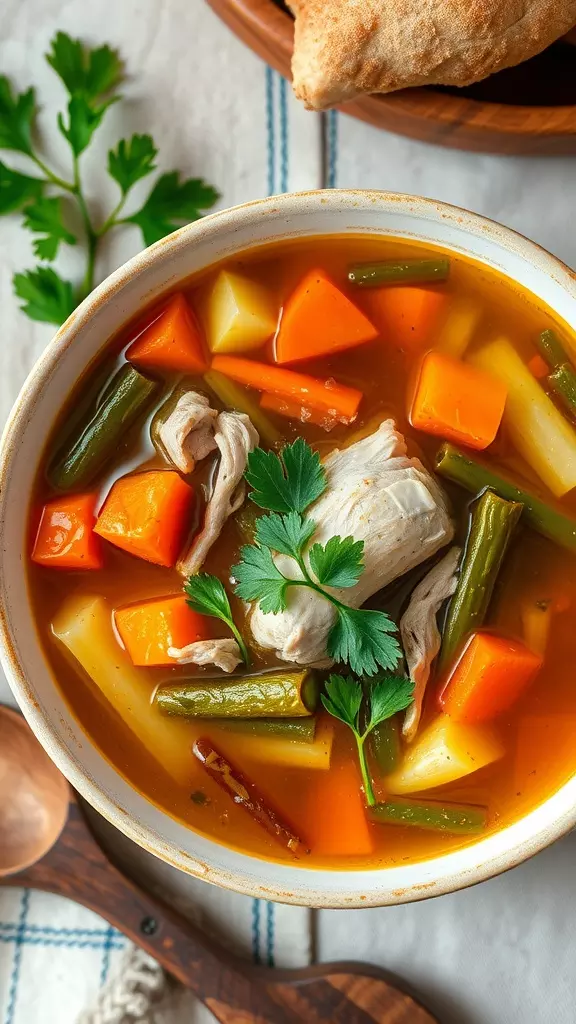 This rotisserie chicken soup bursts with the taste of tender chicken, colorful vegetables, and a savory broth. It's a filling dish that’s perfect for weeknight dinners or when you're in need of a cozy meal.