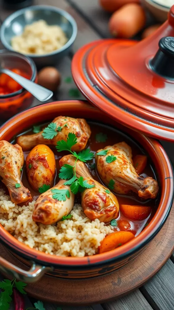 This Chicken Tagine with Apricots brings together tender chicken pieces, slow-cooked with fragrant spices and sweet dried apricots, for a dish that’s both cozy and delightfully unique. Every bite is packed with flavor, making it a standout choice for your next dinner.