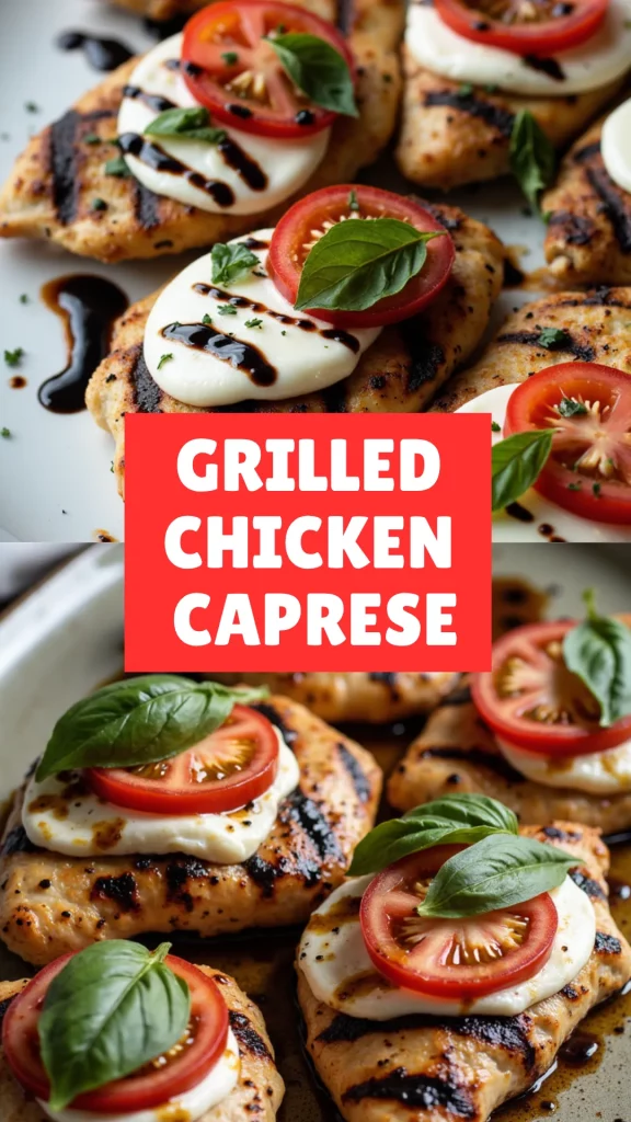 Smoky grilled chicken topped with creamy mozzarella, juicy tomatoes, and fresh basil—finished with a balsamic drizzle. A fresh and fast summer dinner idea.