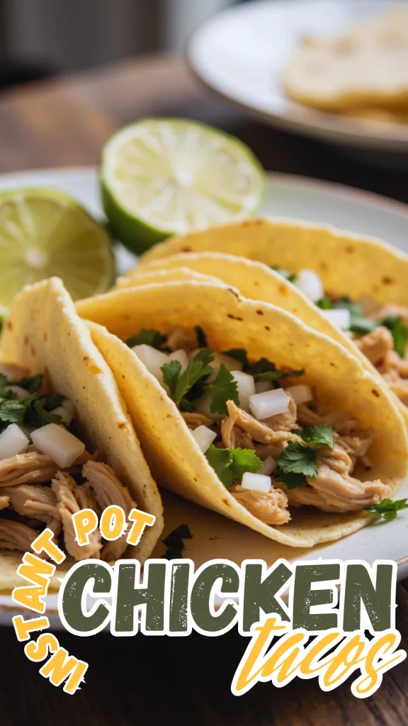 Weeknight taco win! These juicy chicken tacos are ready in under 30 minutes. #InstantPotTacos #EasyDinner #StreetTacos