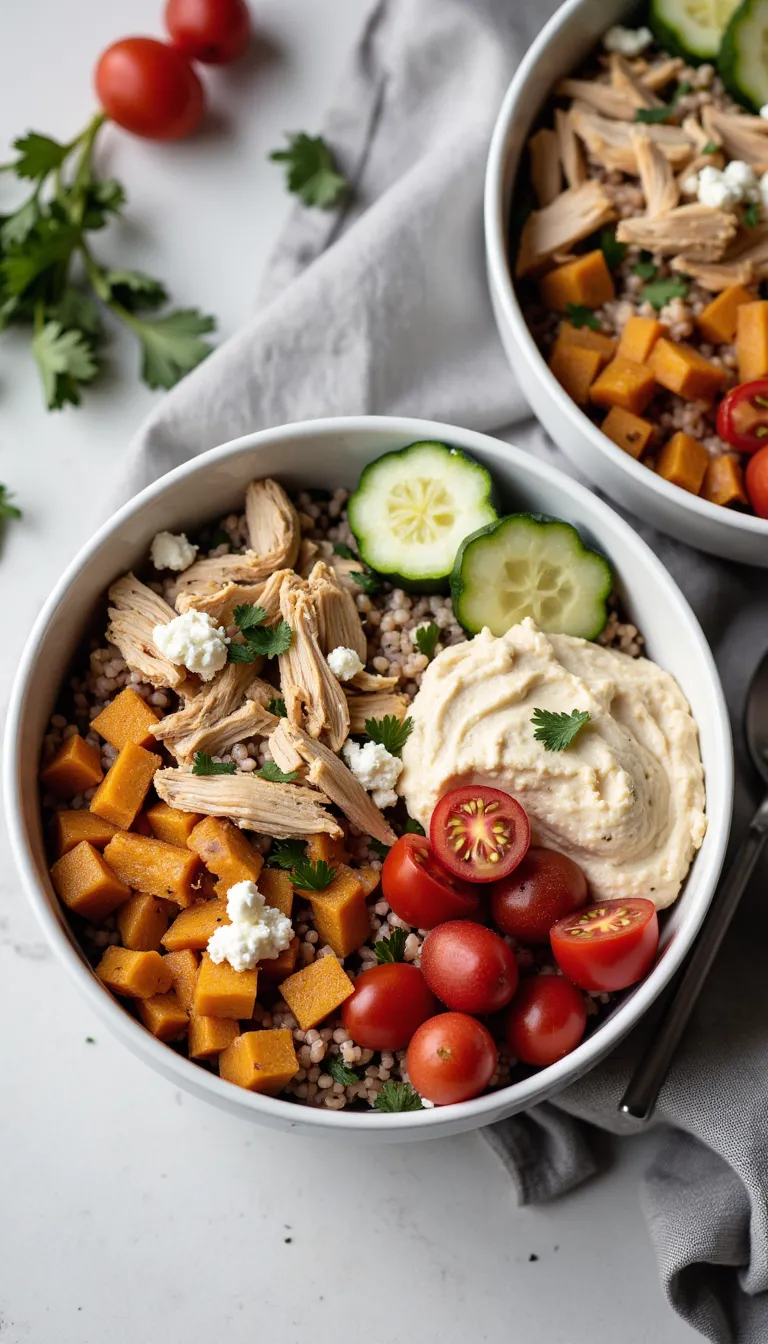 Fresh and balanced, these Mediterranean Sweet Potato Chicken Bowls make a perfect summer dinner. Light, flavorful, and meal prep-friendly!