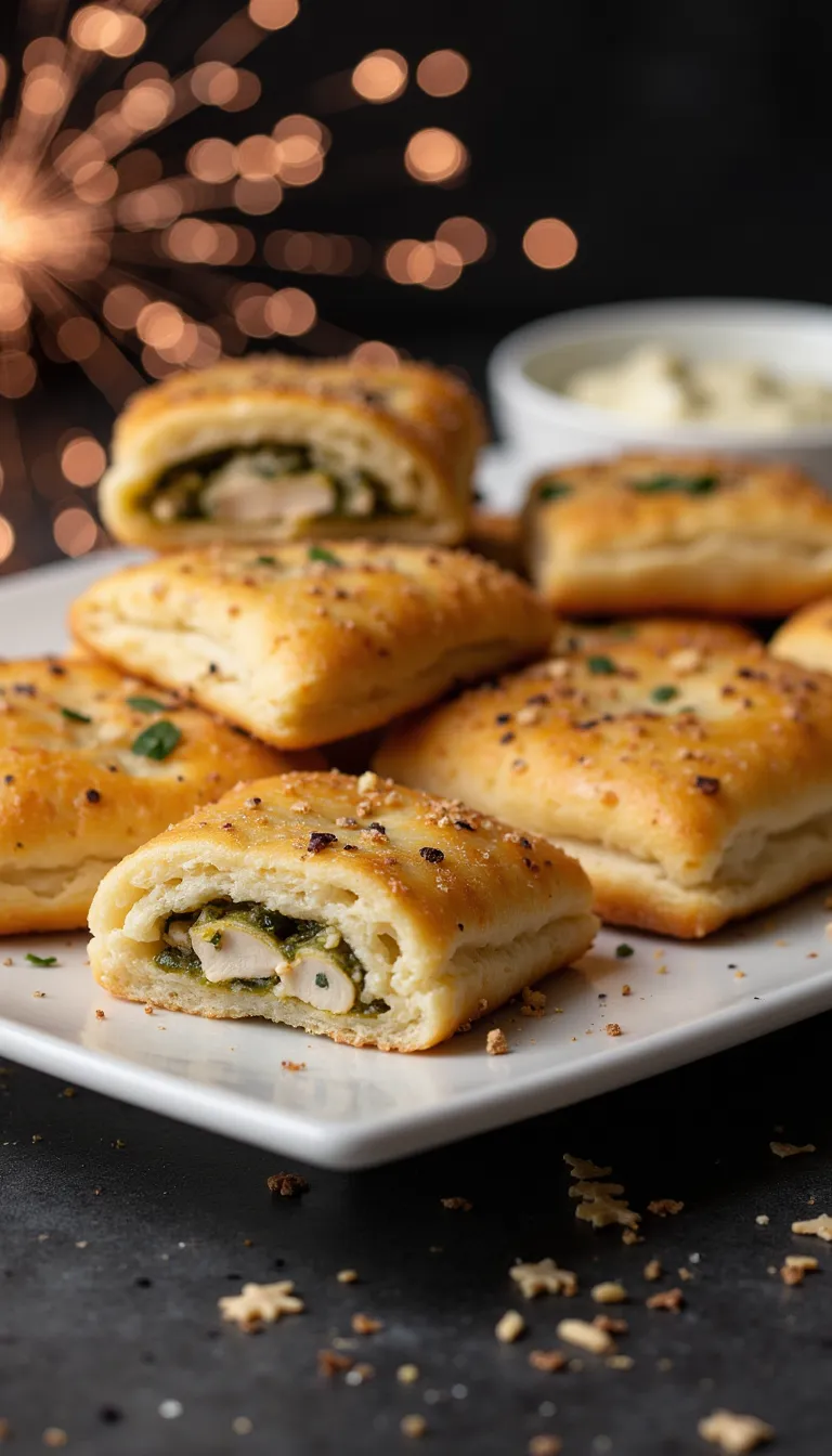 These Pesto Chicken Puff Pastry Bites are flaky, flavorful, and made with shredded chicken — a perfect fancy-feeling 4th of July appetizer you can prep ahead.