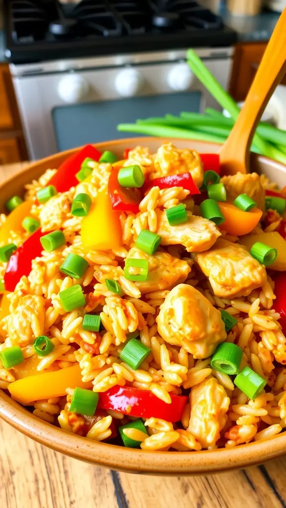 This jambalaya brings together tender rotisserie chicken, a mix of bold spices, bell peppers, onions, and fluffy rice for a dish that’s hearty and full of flavor. With its rich, slightly spicy kick, it’s a crowd-pleaser that’s perfect for dinner with family or friends! 🍗🌶️🍚