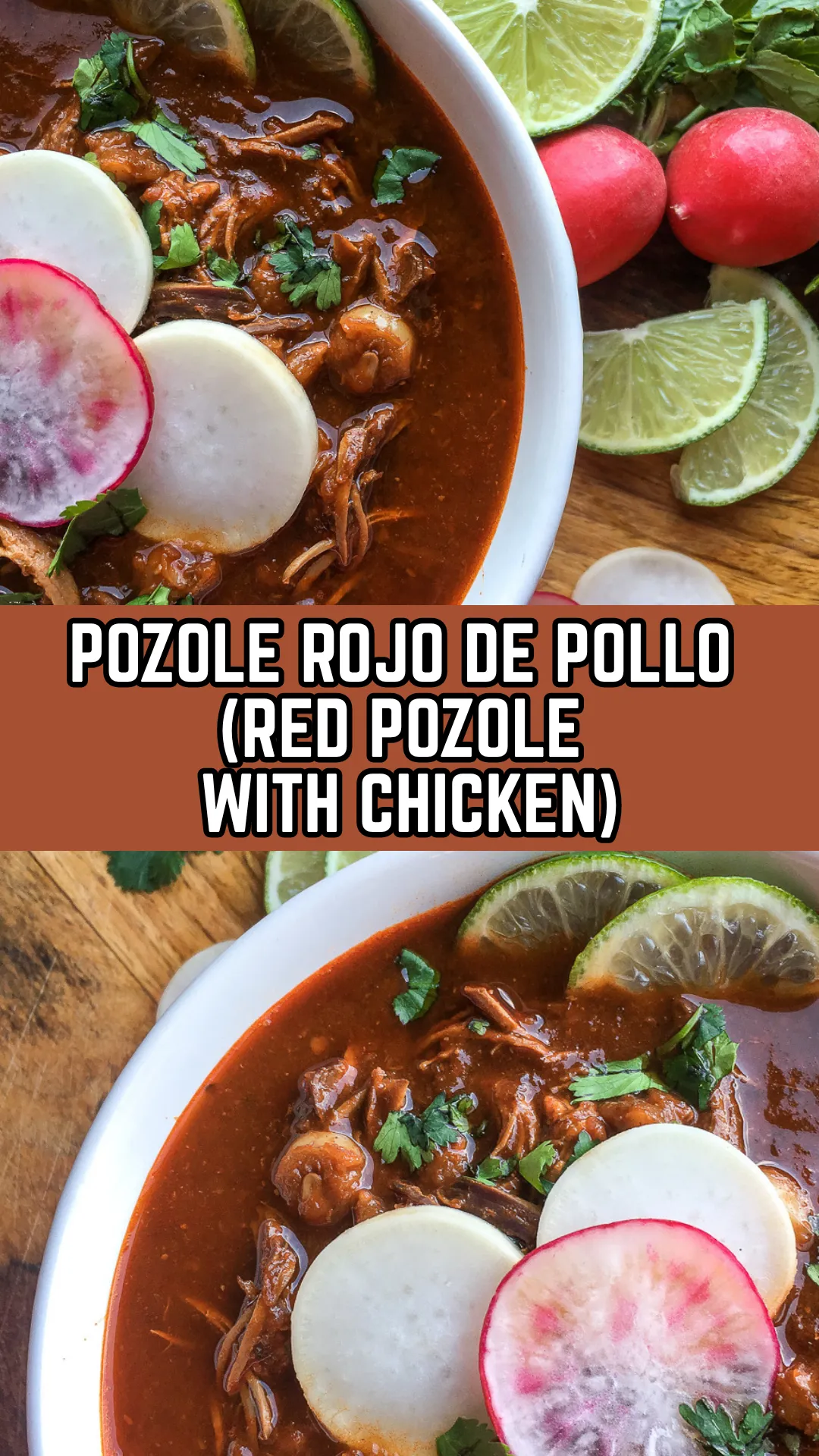 Warm, bold, and deeply satisfying—this Red Chicken Pozole is made with dried chiles, hominy, and tender chicken breasts for a flavor-packed soup that’s simple enough for a weeknight, but special enough for guests. Serve with your favorite toppings and lime wedges! #PozoleRecipe #ChickenSoup #MexicanRecipes #SlowSimmered #HeartySoups