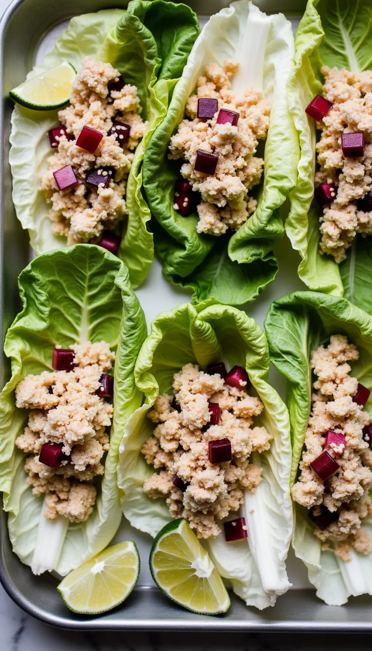 Light and fresh! These Rhubarb Chicken Lettuce Wraps are a no-fuss summer dinner packed with bold, zesty flavor — a fun way to use up extra rhubarb and chicken.