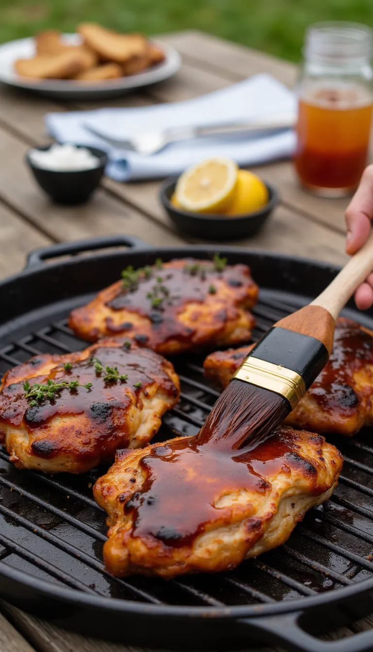 Sweet, smoky, and summer-ready! These Sticky Rhubarb BBQ Chicken Thighs are a unique and delicious way to use rhubarb in savory cooking — a new chicken dinner fave.