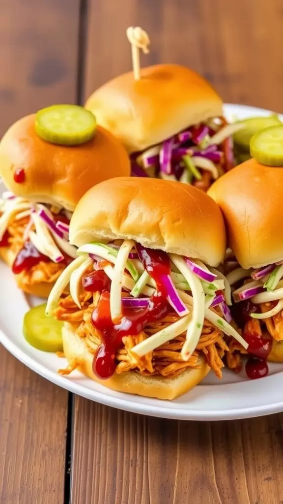 These BBQ chicken sliders are a perfect blend of savory and sweet, with juicy chicken smothered in rich barbecue sauce, topped with crispy coleslaw, all nestled in soft slider buns. They deliver a mouthwatering taste that's both satisfying and quick to prepare.