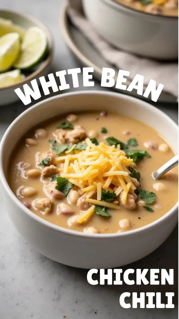 This white bean chicken chili is creamy, comforting, and packed with protein. It’s the perfect balance of cozy and fresh—and it’s made with simple pantry staples in under 45 minutes.