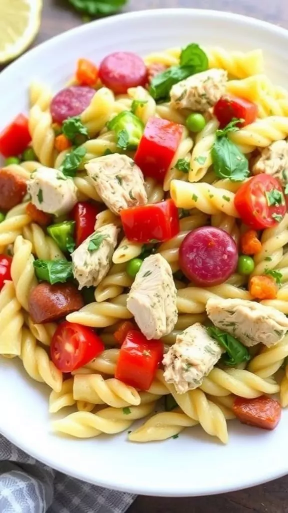 This Pesto Chicken Pasta Salad is the perfect mix of fresh and satisfying! Tender pasta, juicy rotisserie chicken, and a medley of vibrant veggies are all tossed in a fragrant, flavorful pesto sauce. Each bite is a delicious balance of savory and bright, making it a go-to dish for any occasion.