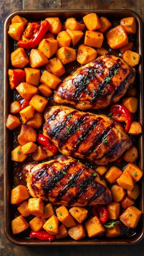 This BBQ chicken sheet pan meal is all about simplicity and flavor. The sweet potatoes and bell peppers roast perfectly alongside the juicy chicken, soaking up that tasty BBQ sauce. It's an easy, one-pan dinner that makes cleanup a breeze after a busy day!
