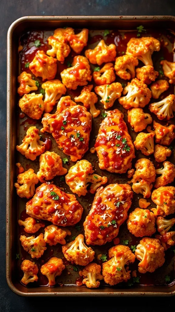 This Buffalo Chicken and Cauliflower Bake is a fun and spicy twist on your usual sheet pan meals. Simply toss chicken and cauliflower with buffalo sauce, bake, and enjoy a flavor-packed dinner in no time. It's perfect for busy weeknights when you want something quick and satisfying.
