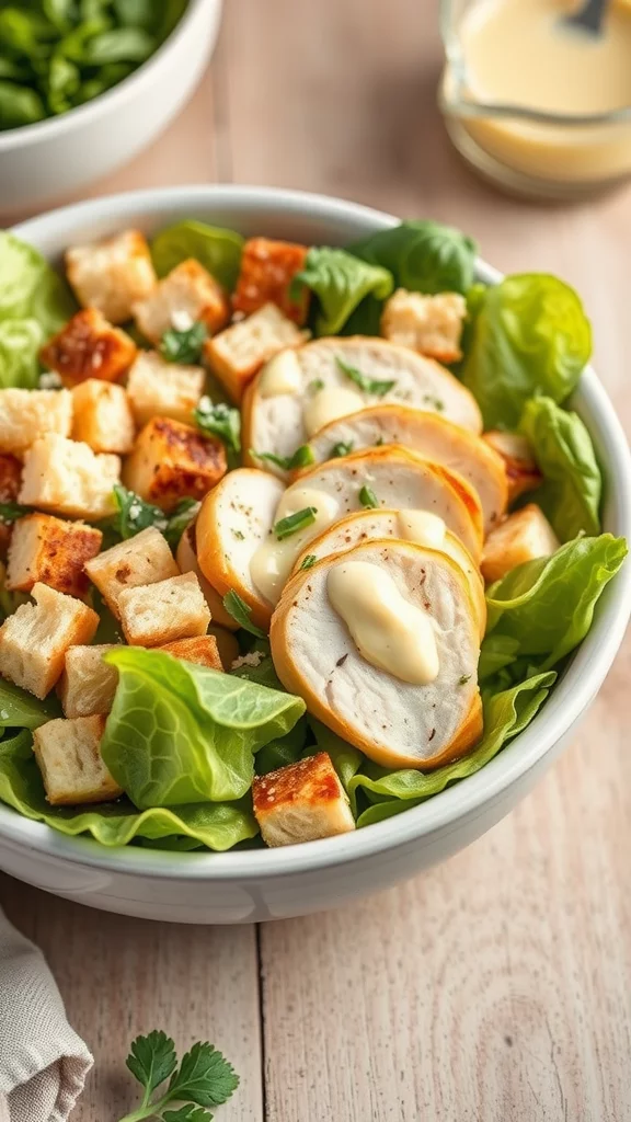 If you're looking for a quick and tasty dish, try this Chicken Caesar Salad. Toss together rotisserie chicken, crisp romaine, crunchy croutons, and a creamy dressing for a delightful meal. It's perfect for lunch or dinner, and so easy to whip up!