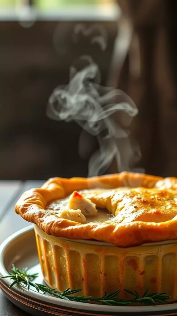 Chicken pot pie is the perfect comfort food for any night. Using rotisserie chicken makes it easy and delicious, with tender chicken and veggies wrapped in a flaky crust. Serve this warm dish to your family for a satisfying dinner everyone will love!