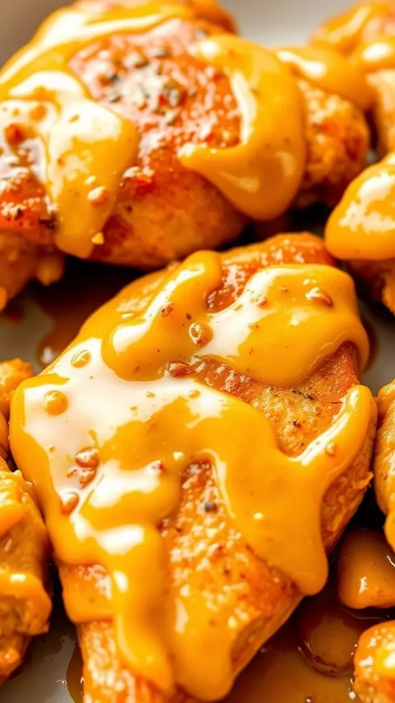 Delicious honey mustard chicken with sauce