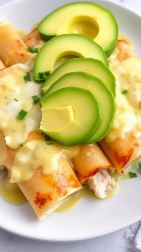 These enchiladas are a flavor-packed delight! Tender shredded rotisserie chicken is wrapped in corn tortillas and generously coated with a creamy green chile sauce. Every bite offers the perfect blend of spice and creaminess, making this dish a guaranteed crowd-pleaser for any meal. 🌮✨