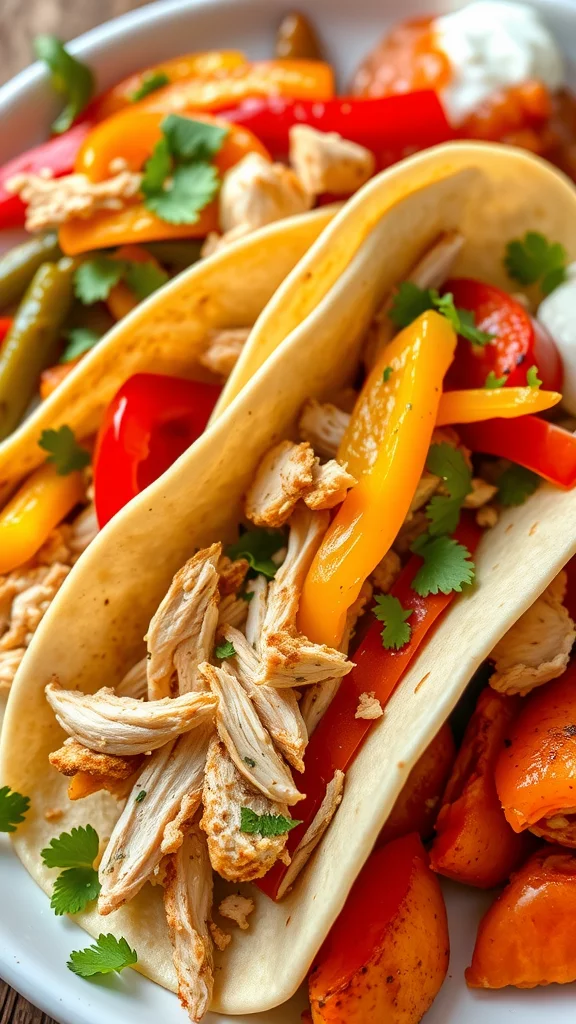 These Chicken Fajitas are bursting with flavor, featuring tender strips of rotisserie chicken sautéed with colorful bell peppers and onions. The spices create a zesty kick that pairs perfectly with warm tortillas, making it a versatile choice for tacos, burritos, or a satisfying plate.