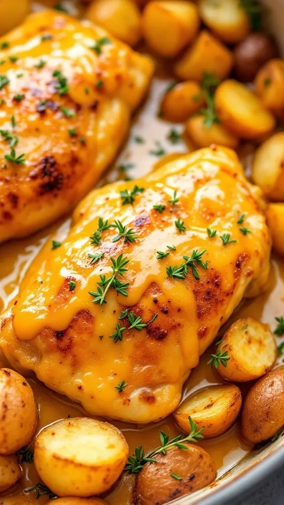 This Honey Mustard Chicken and Potatoes Bake is a real winner for dinner. The chicken turns out juicy and flavorful, paired perfectly with tender potatoes. It’s an easy, one-pan dish that makes cleanup a breeze and is sure to please everyone at the table!