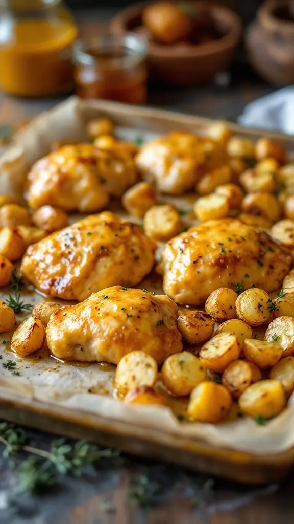 Honey mustard chicken thighs are a delicious choice for busy evenings. They bake to juicy perfection alongside golden roasted potatoes, making cleanup a breeze. Check out this easy recipe for a satisfying meal that everyone will love!