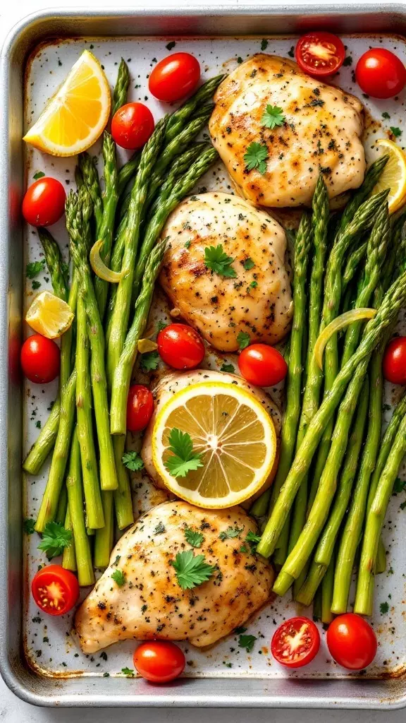 This Lemon Herb Chicken with Asparagus and Cherry Tomatoes is a quick and tasty dinner option. The vibrant flavors of lemon and herbs brighten up the juicy chicken and fresh veggies. You can check out the full recipe here for an easy weeknight meal!