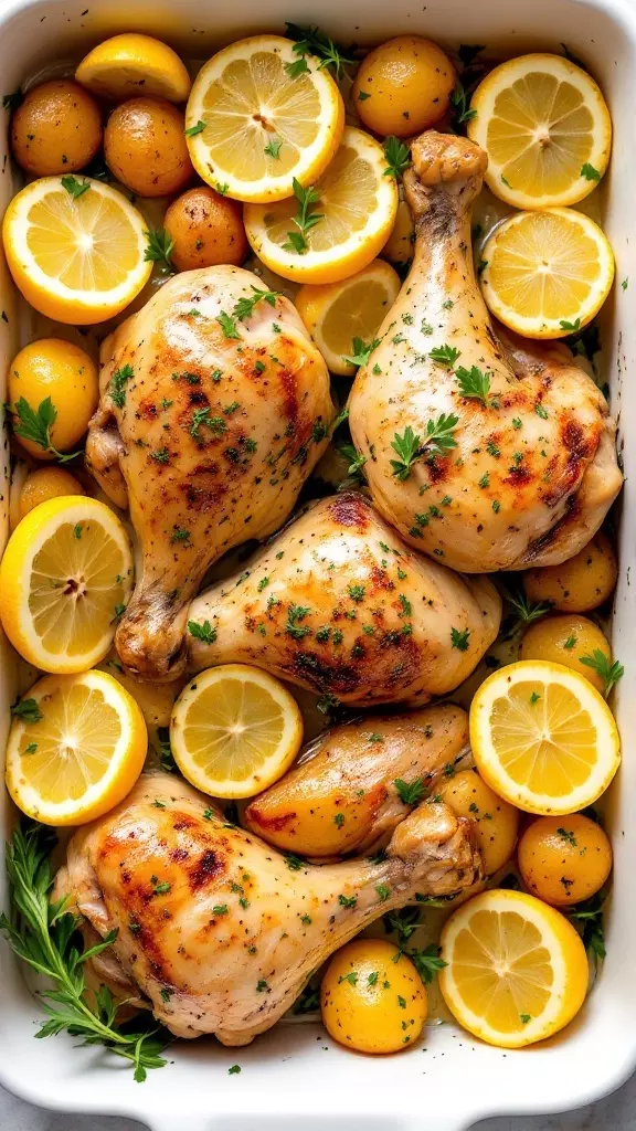 Lemon herb roasted chicken and potatoes is a simple yet flavorful dish. The juicy chicken pairs wonderfully with the tender potatoes, all infused with zesty lemon and fresh herbs. It's perfect for a cozy dinner that everyone will love!