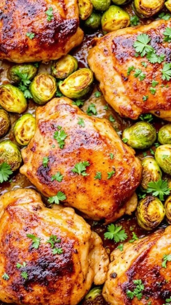 This Maple Dijon Chicken Thighs with Brussels Sprouts is the perfect mix of sweet, savory, and crispy goodness. Juicy chicken thighs are coated in a tangy maple-Dijon glaze, then roasted alongside caramelized Brussels sprouts for a simple yet flavor-packed meal. Everything bakes together on one sheet pan, making this an easy dinner that’s both delicious and effortless!