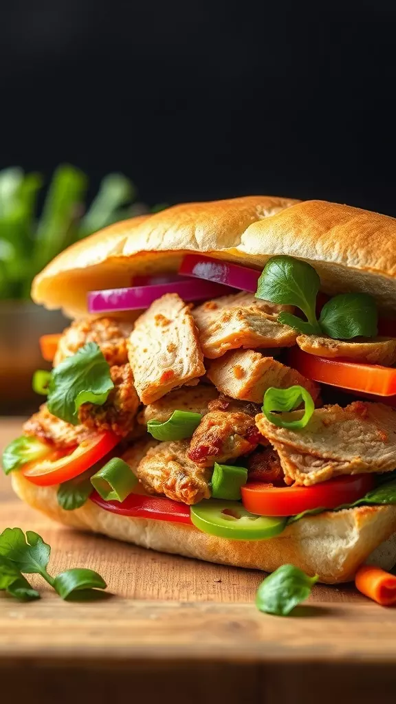 This rotisserie chicken banh mi is a tasty twist on a classic sandwich. Packed with vibrant veggies and juicy chicken, it’s perfect for a quick dinner. Grab a baguette and enjoy a burst of flavor in every bite!