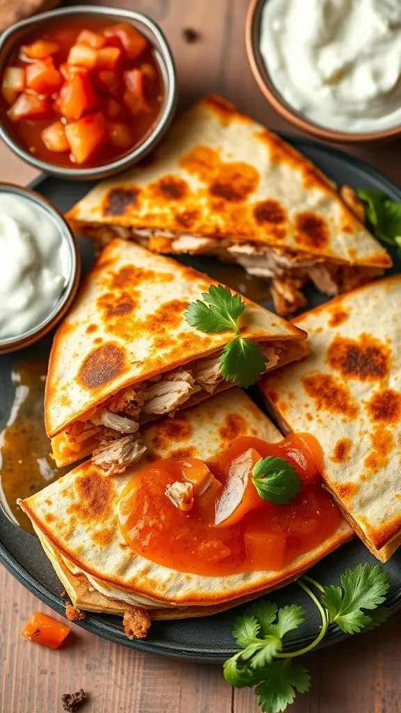 Rotisserie chicken quesadillas are a quick and tasty dinner option. Just mix shredded chicken with your favorite cheese, load it into a tortilla, and grill until golden. Serve with salsa and sour cream for a meal that everyone will enjoy!