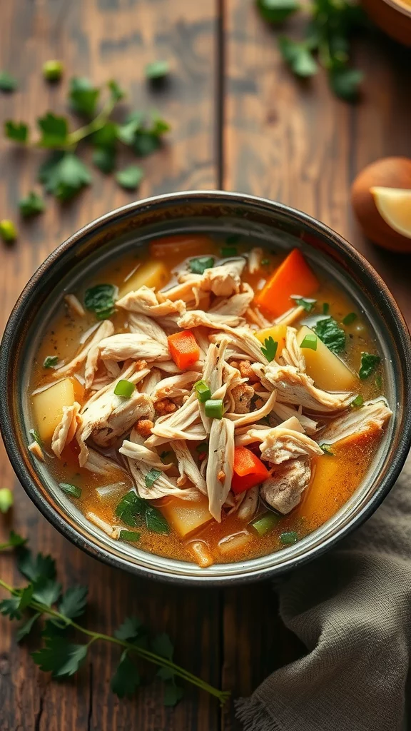 Rotisserie chicken soup is the perfect cozy meal for any night. Just toss in some veggies and broth, and you've got a hearty dish in no time. It's a great way to use leftover chicken and keep things simple!