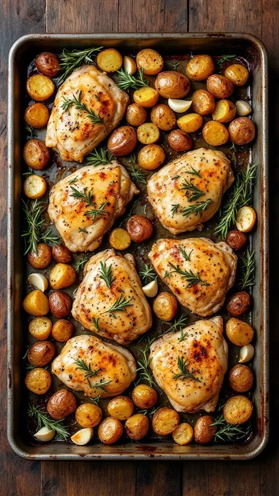 Sheet pan chicken and potatoes is a total game changer for busy weeknights. Just toss some chicken thighs and baby potatoes on a baking sheet, season them up, and let the oven do the work. You’ll have a tasty meal with minimal cleanup, perfect for any night of the week!