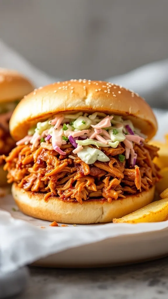 This Slow Cooker BBQ Chicken is the ultimate set-it-and-forget-it meal! The chicken turns out tender, juicy, and smothered in a smoky, sweet BBQ sauce, perfect for piling onto sandwiches, stuffing into tacos, or serving over rice. With just 5 minutes of prep, your slow cooker does all the work—because easy dinners are the best kind of dinners!