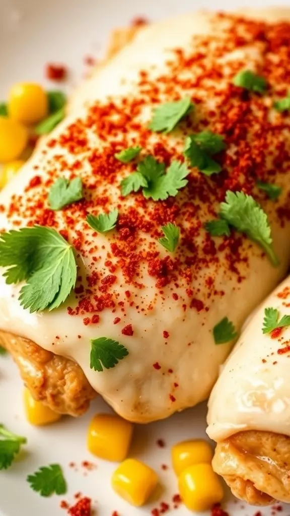 Plate of Slow Cooker Street Corn Chicken with corn and cilantro