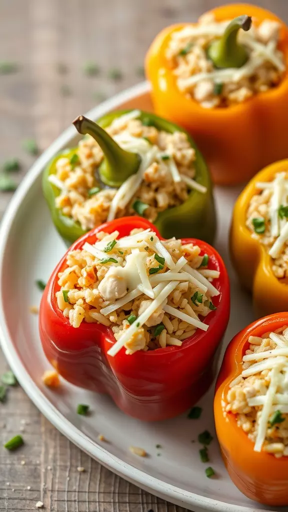 Stuffed bell peppers are a fun way to enjoy dinner! These colorful beauties are filled with shredded rotisserie chicken, rice, and cheese for a satisfying meal. They’re easy to make and perfect for busy nights when you want something delicious without the fuss.